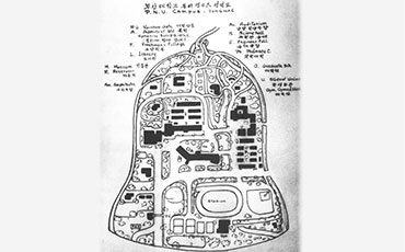 尹仁驹校长所构思的釜山大学东莱校区平面图