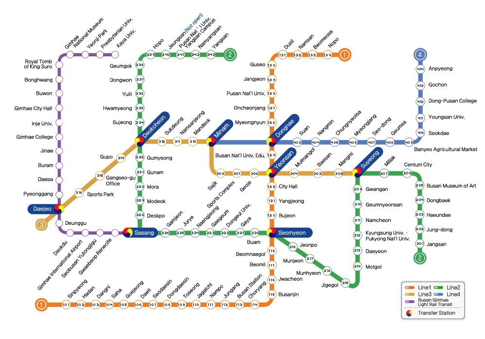 The easiest way to reach the PNU Busan Campus using public transportation is by subway